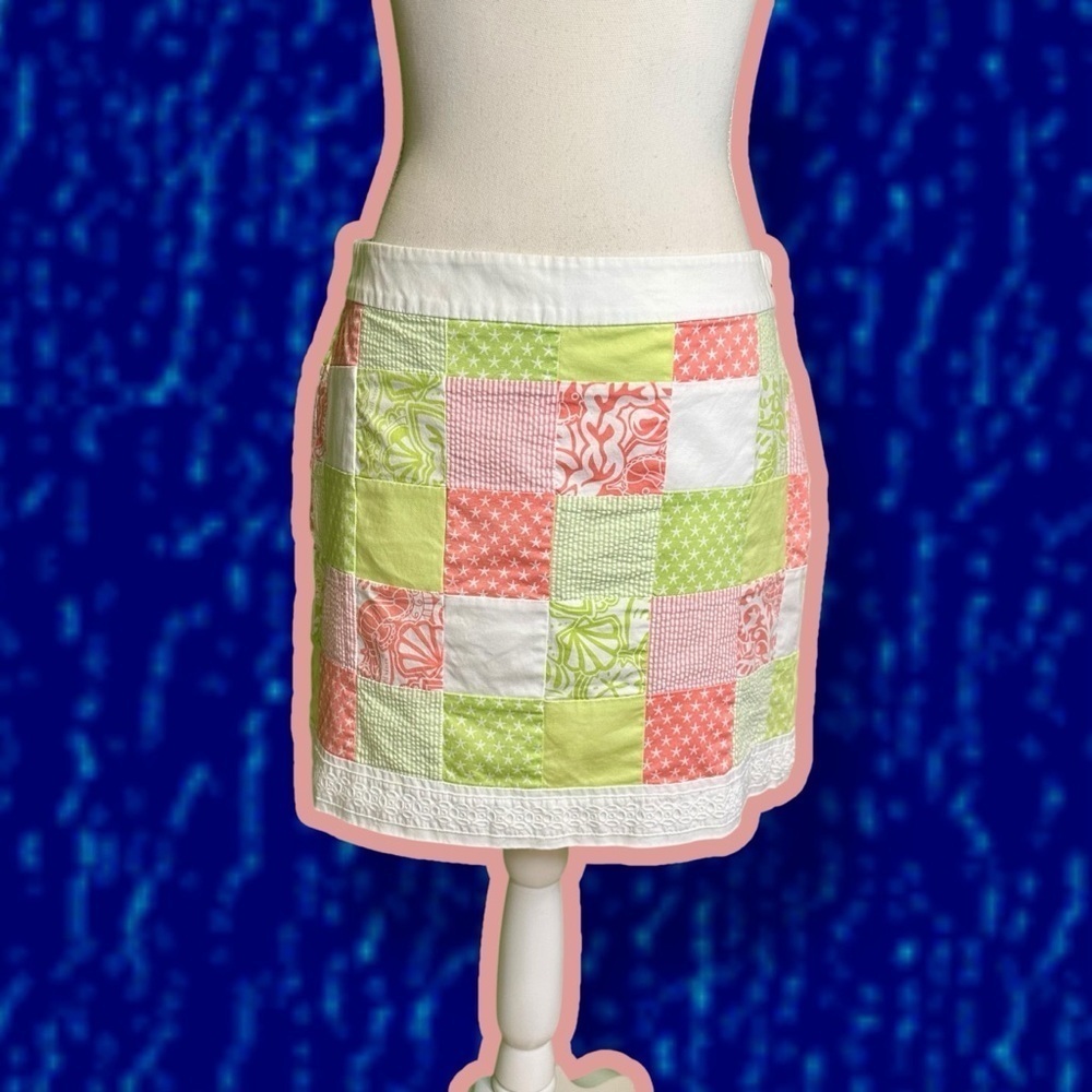 Vineyard Vines Vintage ‘Patchwork Skirt’ in “Little Palm Cayman” Pink & Green 4